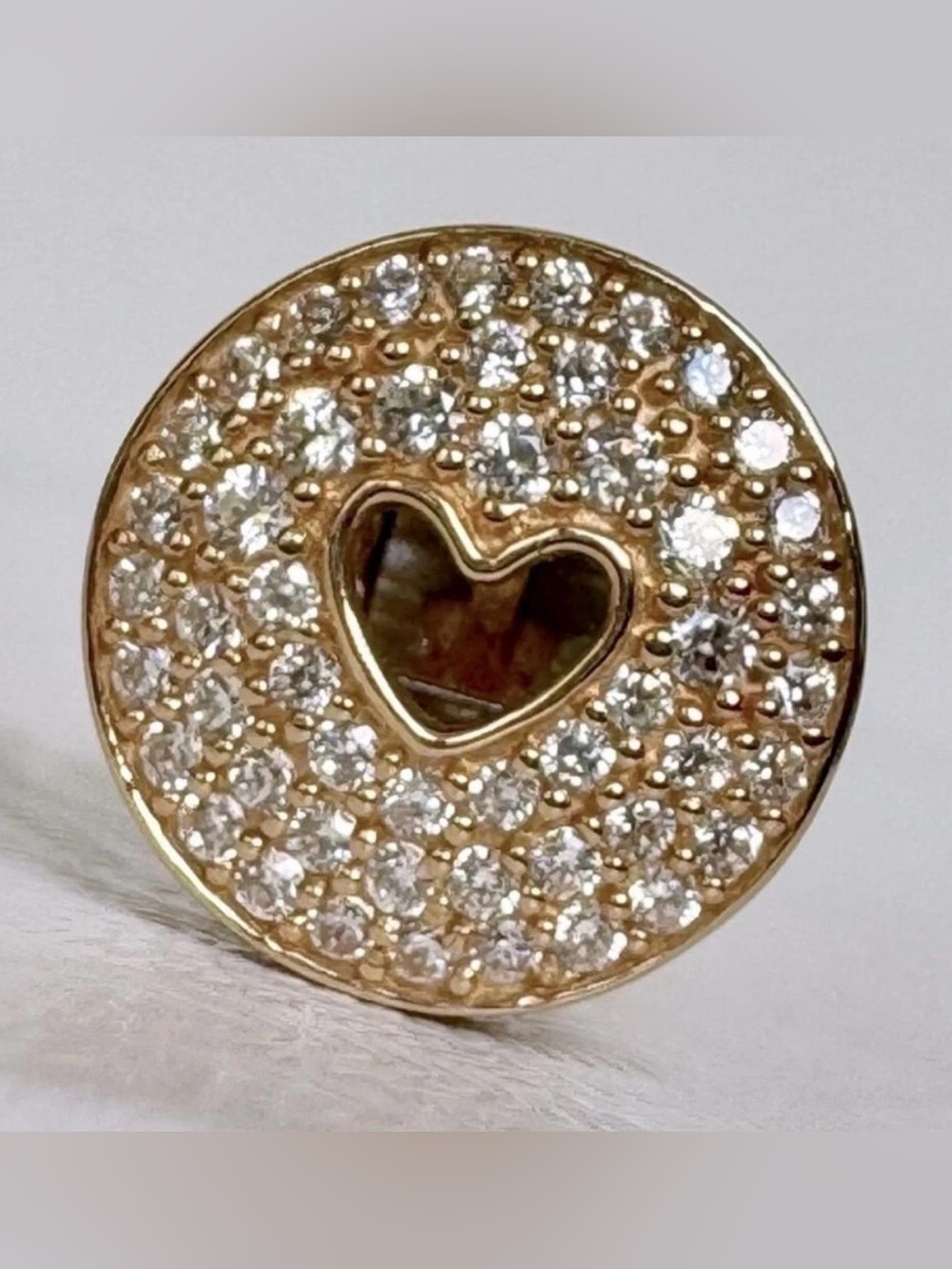 Pandora 14k Gold Heart of Luxury Clip, Clear Cubic Zirconia, Charm